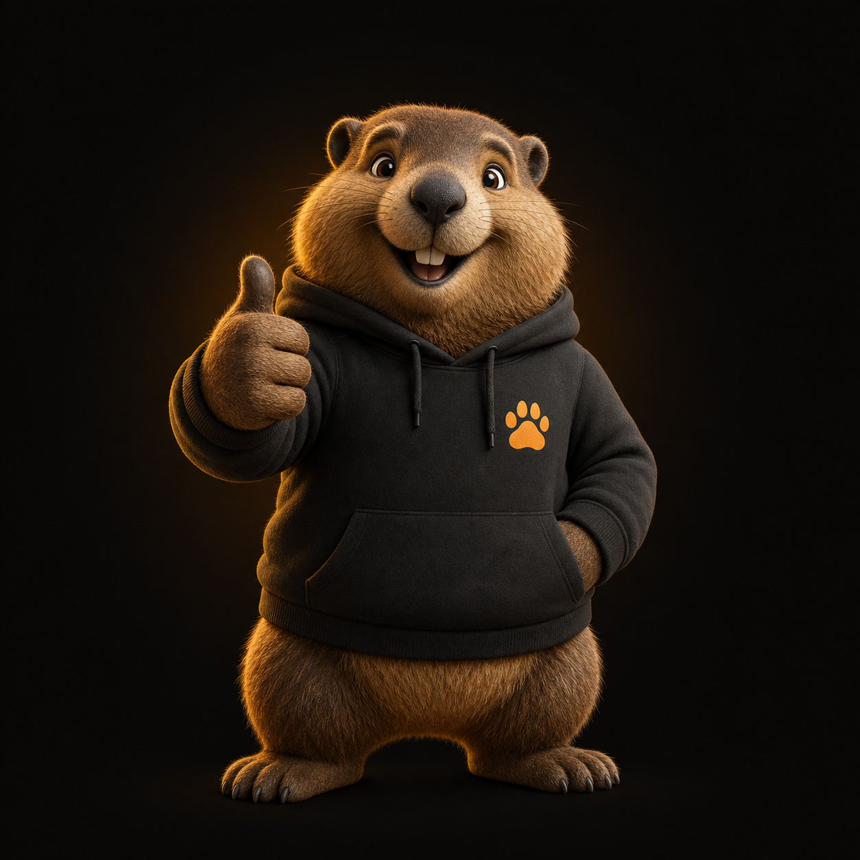 Paws marmot mascot giving a thumbs up